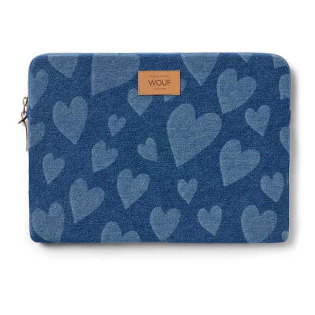 Housse d'ordinateur Cuore 13" et 14" en denim | Bleu jean