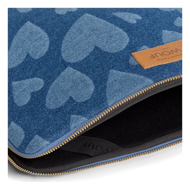 Housse d'ordinateur Cuore 13" et 14" en denim | Bleu jean