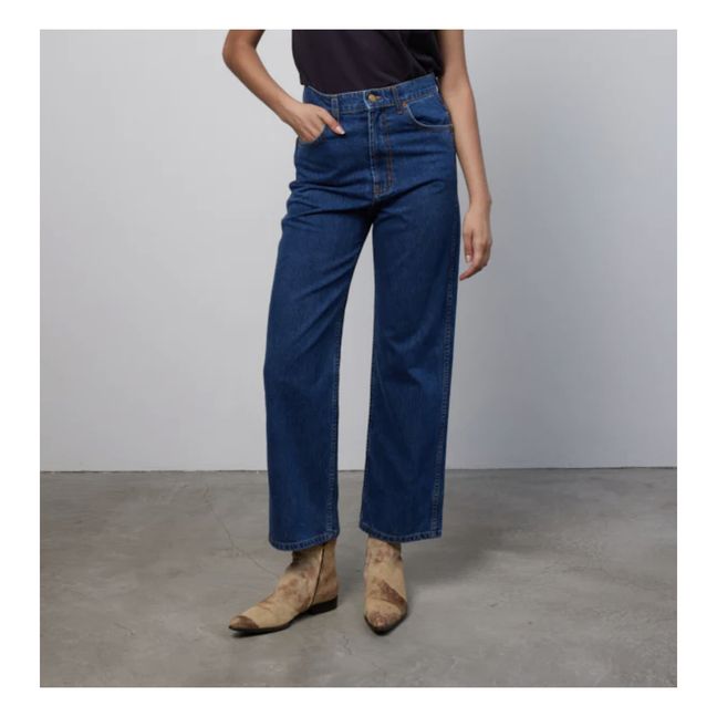 Jean Droit Taille Haute Plein | Medium Bleu