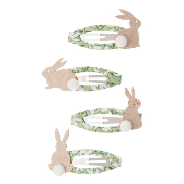 4er-Set Haarspangen Kaninchen | Grün