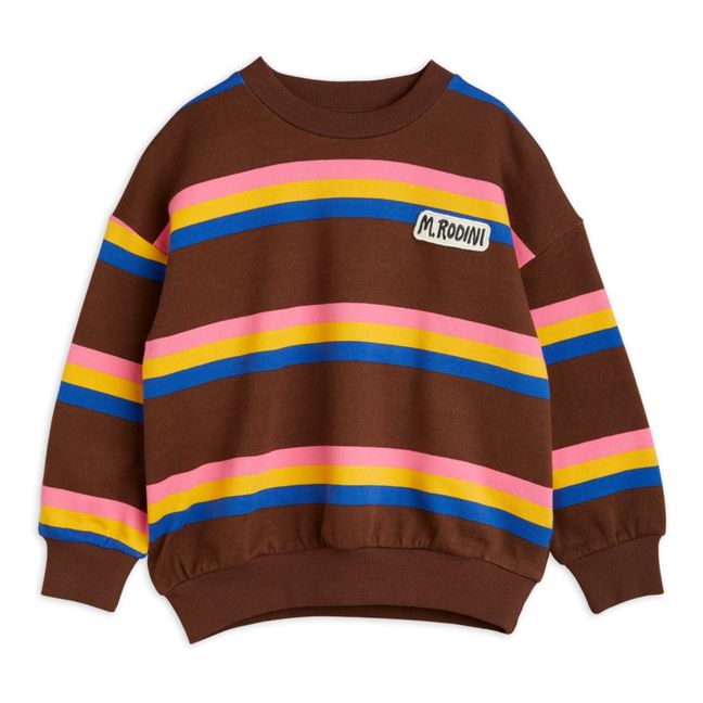 Organic Cotton Striped Sweatshirt | Brown