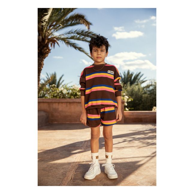 Shorts in cotone organico a righe | Marrone