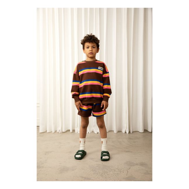 Shorts in cotone organico a righe | Marrone