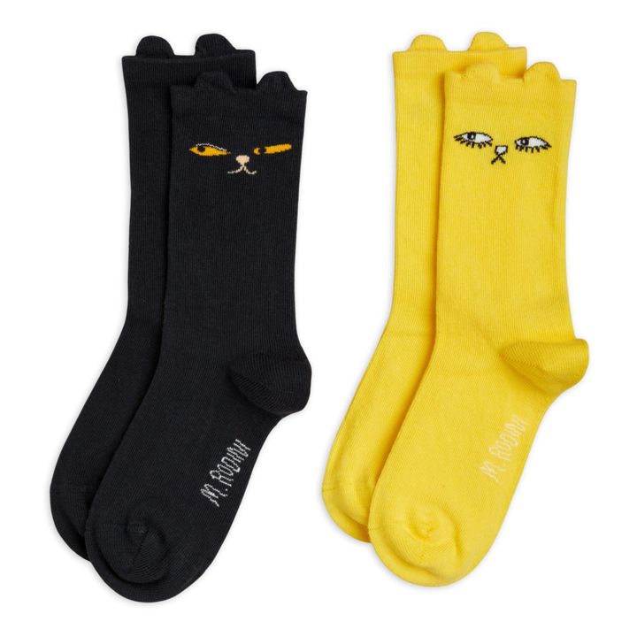 Mini Rodini Cats Socks Set of 2 Black Smallable