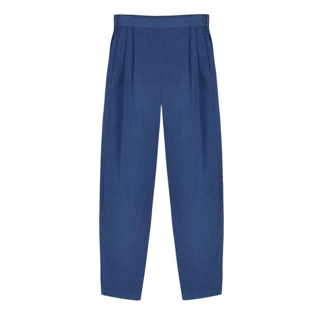 Pantalones de algodón y lino Tome | Azul Marino
