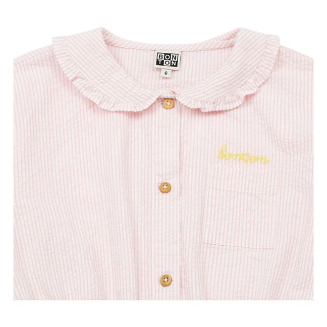 Georgia Striped Seersucker Dress | Pale pink