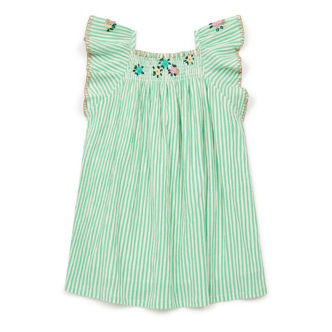 Dreamy Hand Embroidered Crepe Dress | Green