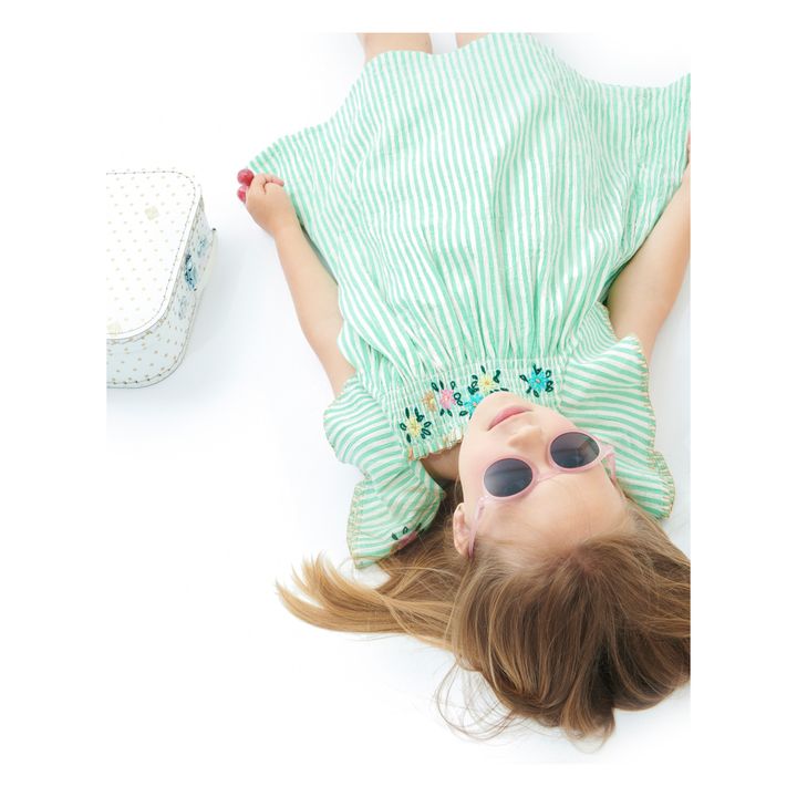 Vestido bordado a mano a rayas | Verde- Imagen del producto n°2