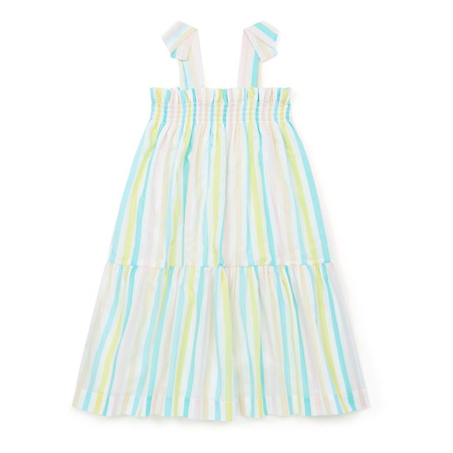 Elaine Striped Lurex Strapless Dress | Ecru