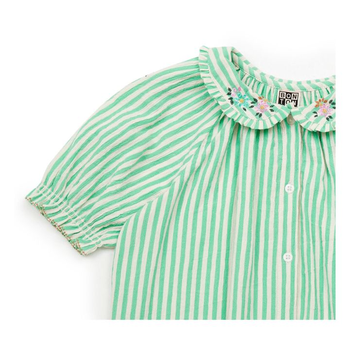 Aida Hand Embroidered Crepe Blouse | Green- Product image n°3