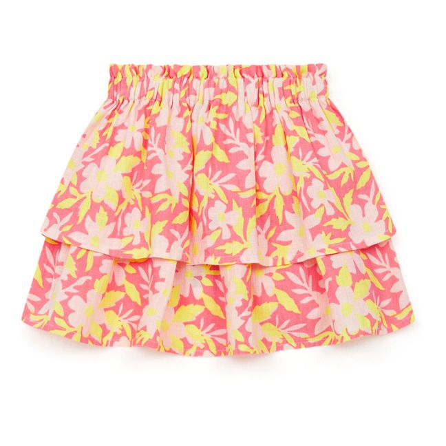 Bali Ruffled Floral Skirt | Pink