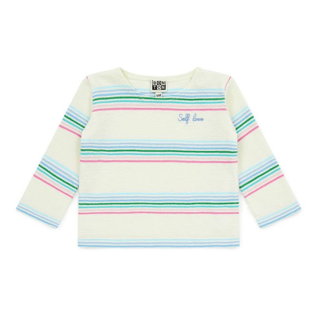 Rainbow Organic Cotton Lightweight Sweater | Ecru