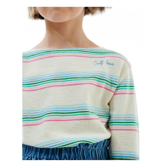 Rainbow Organic Cotton Lightweight Sweater | Ecru