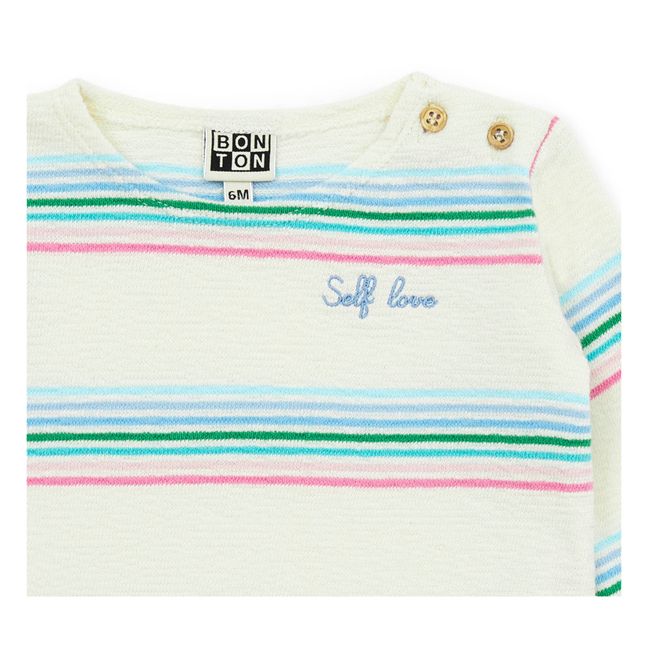 Rainbow Organic Cotton Lightweight Sweater | Ecru