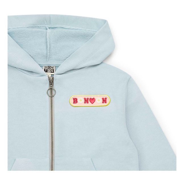 Organic Cotton Zip-Up Hooded Sweatshirt | Graublau