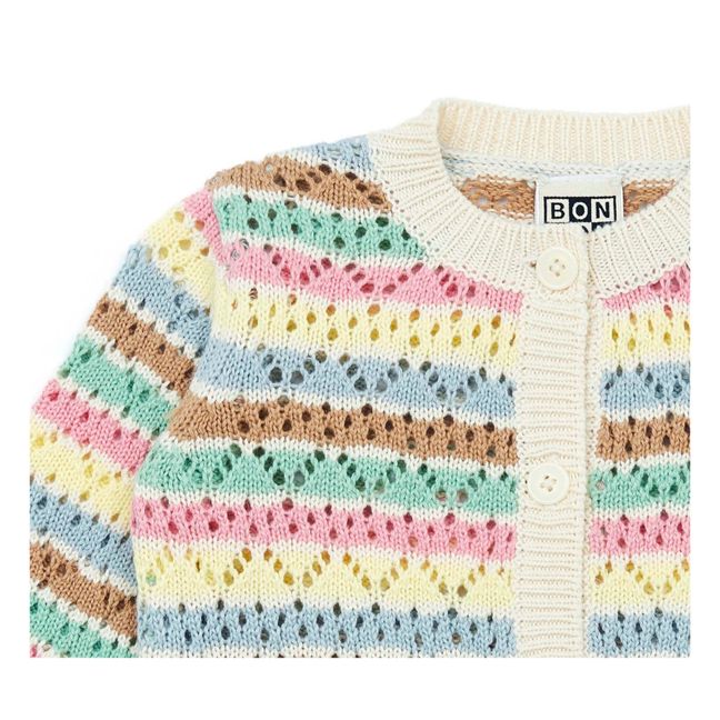 Cardigan Rayé | Ecru