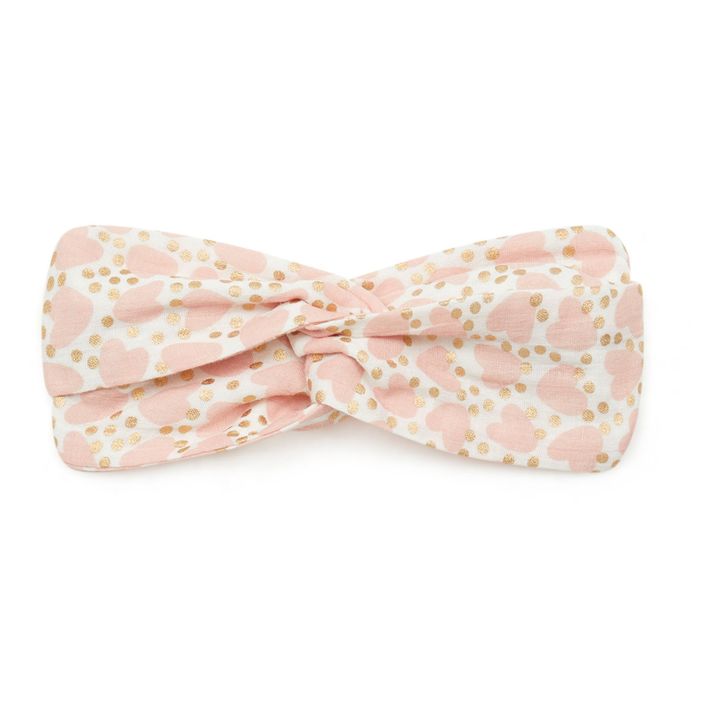 Hearts Organic Cotton Fabric Headband | Pale pink- Product image n°0