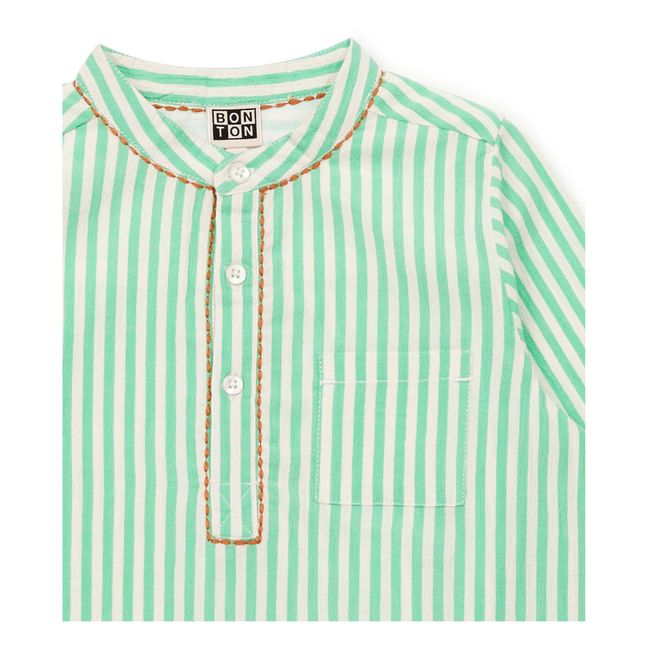 Edgar Striped Kurta Shirt | Green