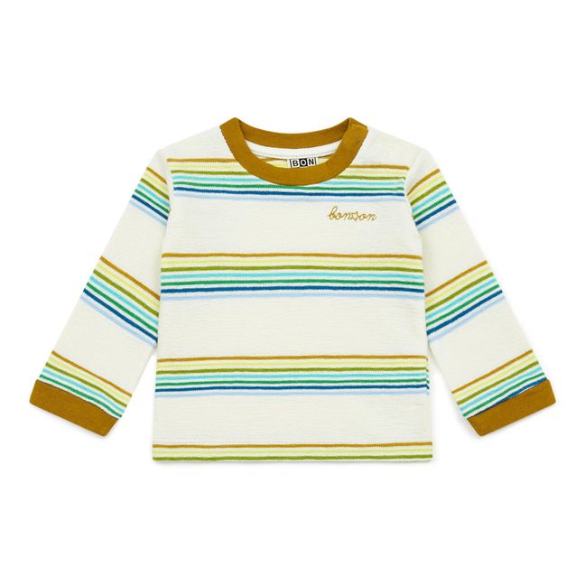 Sweat Léger Coton Bio Rayé | Ecru