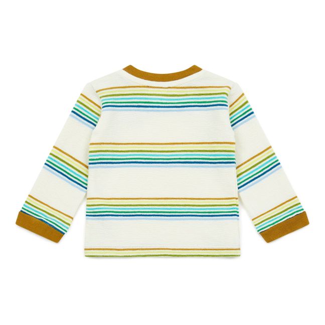 Striped Organic Cotton Lightweight Sweater | Ecru