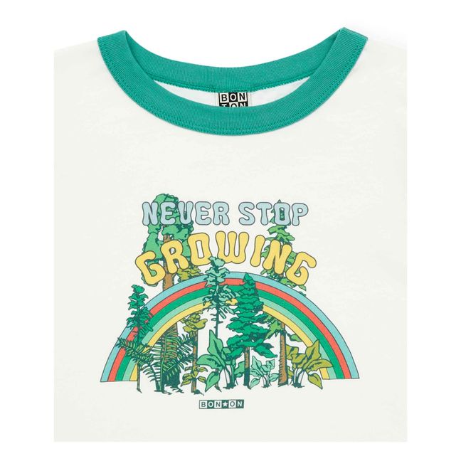 Camiseta de algodón ecológico con estampado de plantas | Crudo