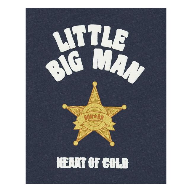 Camiseta de algodón ecológico Little Big | Azul Tormanta