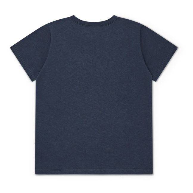 Camiseta de algodón ecológico Little Big | Azul Tormanta
