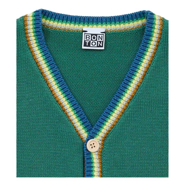 Organic Cotton Cardigan | Dark green- Product image n°2