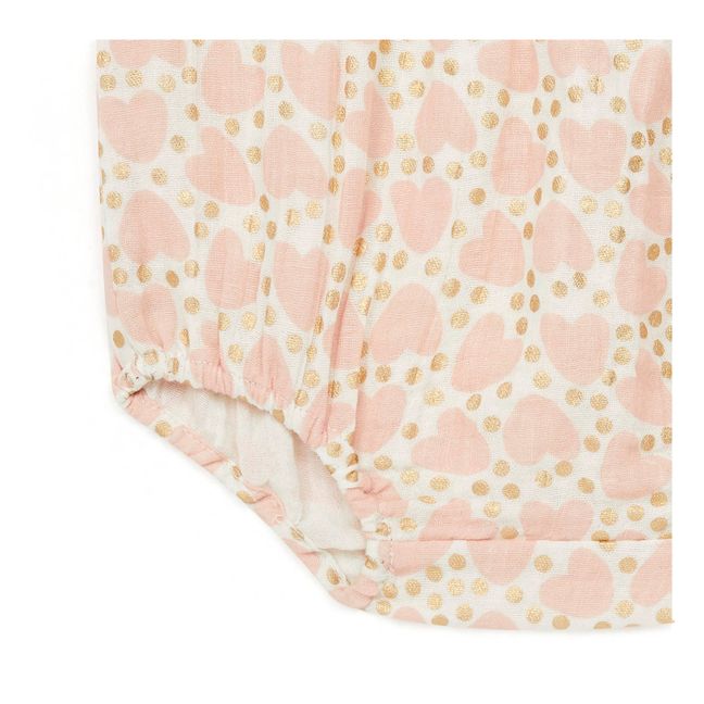 Ranita de algodón orgánico con estampado de corazones | Rosa Palo