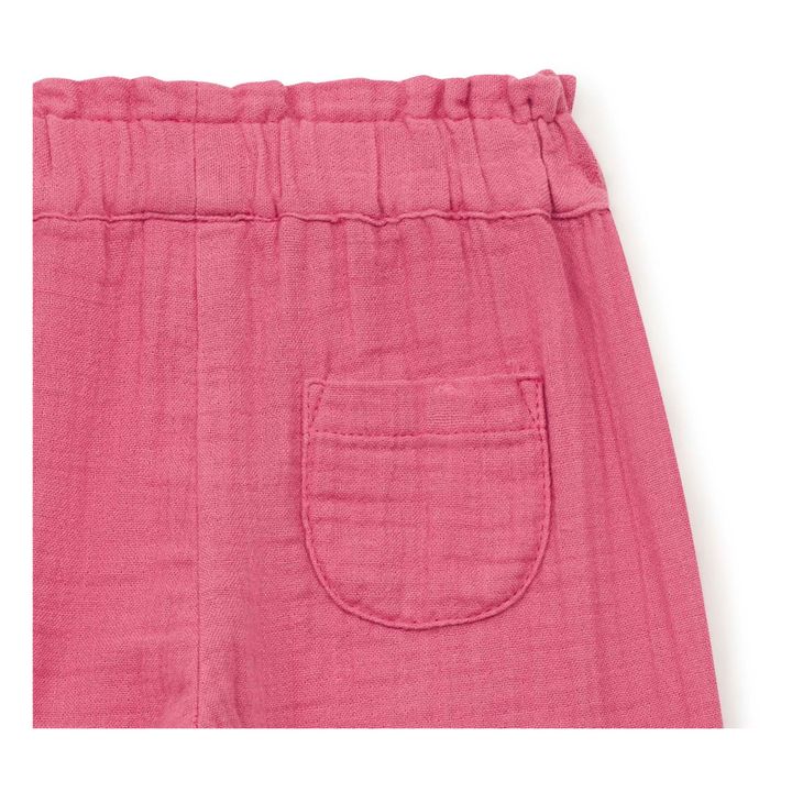 Pantalones sarouel de gasa de algodón orgánico Biscott | Rosa- Imagen del producto n°3