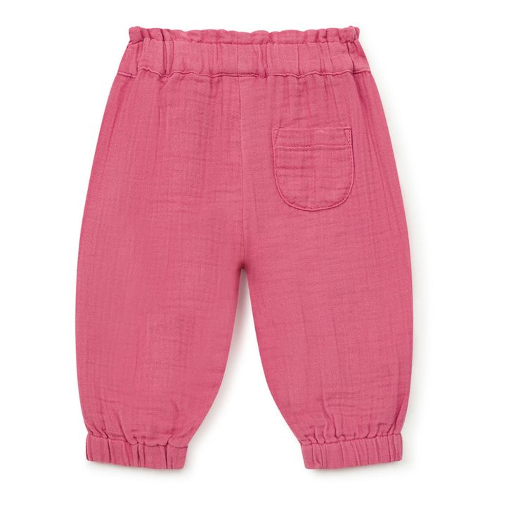 Pantalones sarouel de gasa de algodón orgánico Biscott | Rosa- Imagen del producto n°4