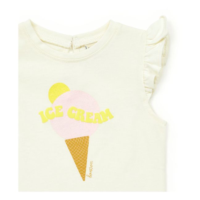T-Shirt in cotone organico Ice Cream | Ecru