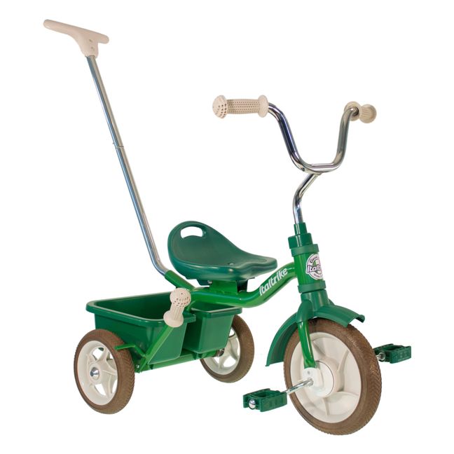 Triciclo con caja de transporte y barra | Verde