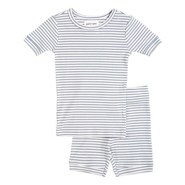 Pijama corto a rayas Rib  | Azul