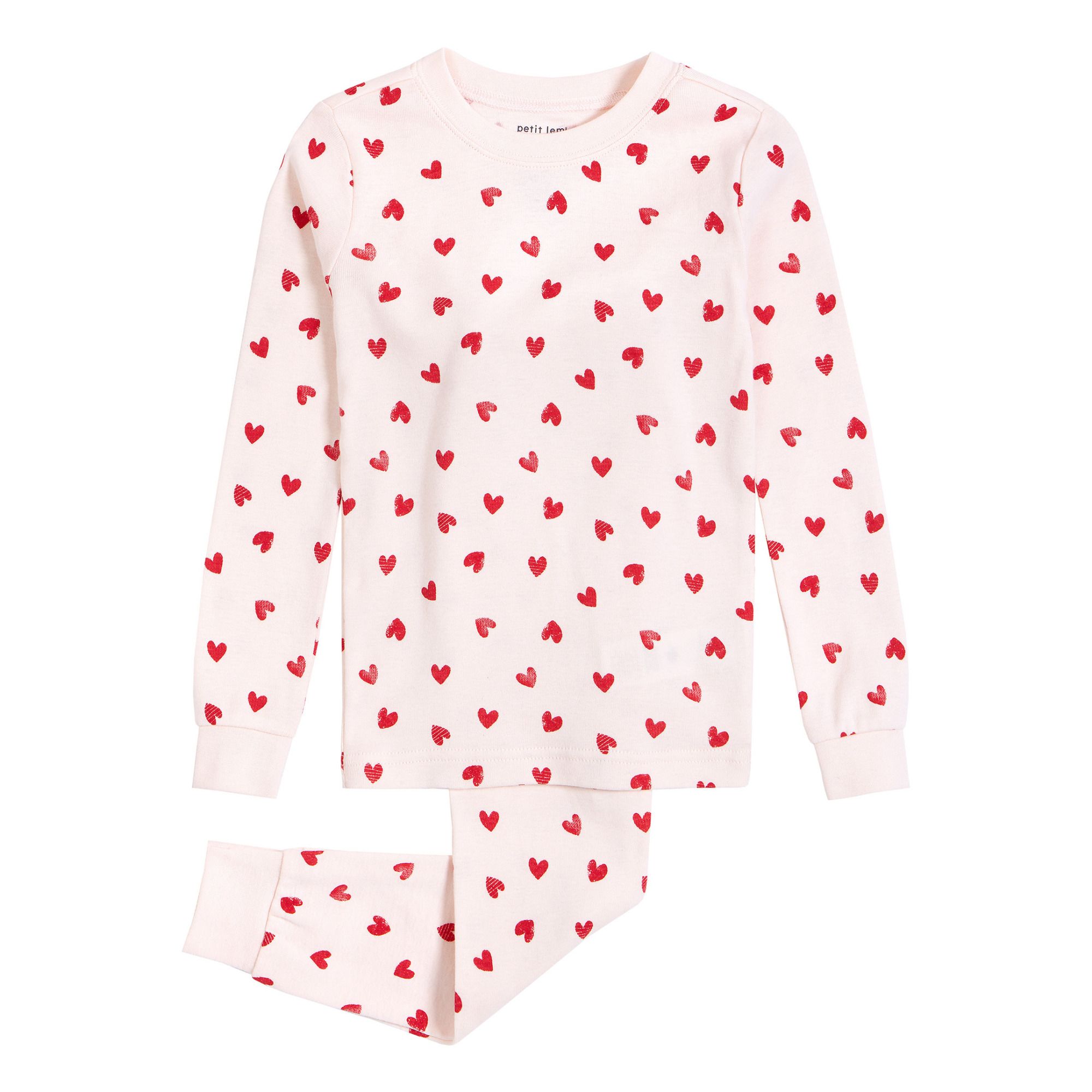 Pyjama Coton Bio Cœurs | Rose- Image produit n°0