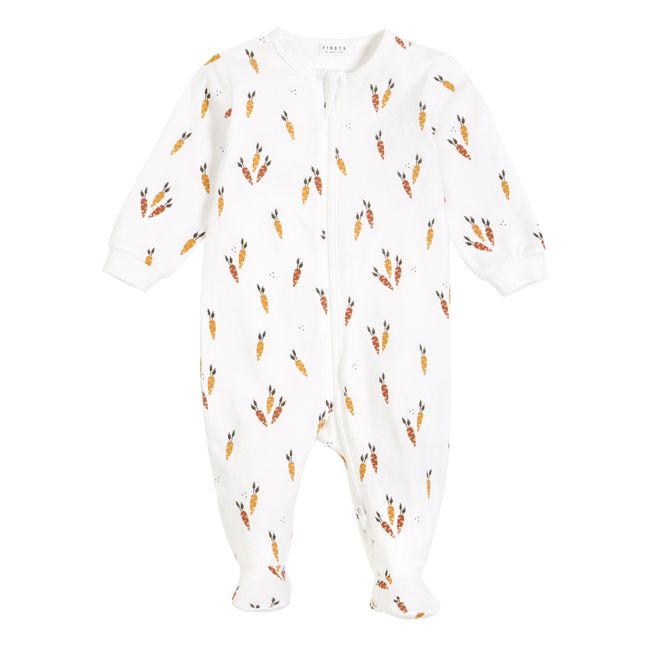 Carrot Organic Cotton Pyjama Onesie | Ecru