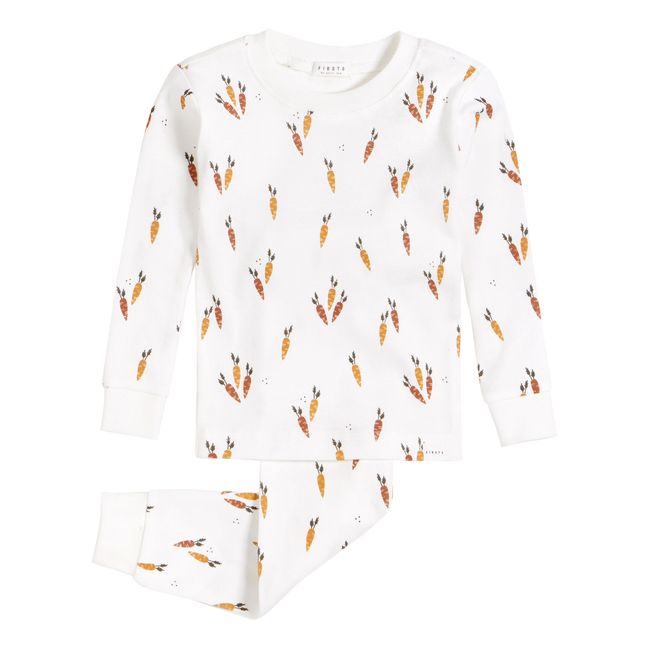 Pijama de algodón ecológico con estampado de zanahorias | Crudo