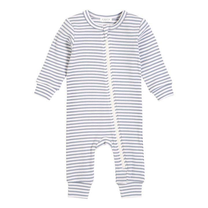 Petit Lem Rib Striped Pyjama Onesie Blue Smallable