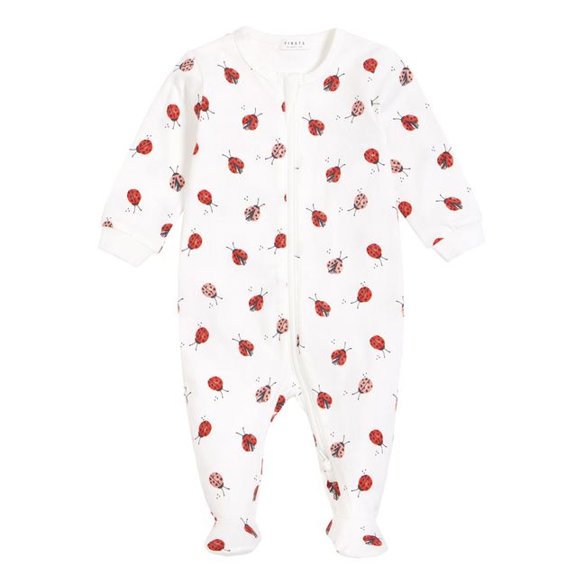 Ladybug Organic Cotton Pyjama Onesie | Ecru