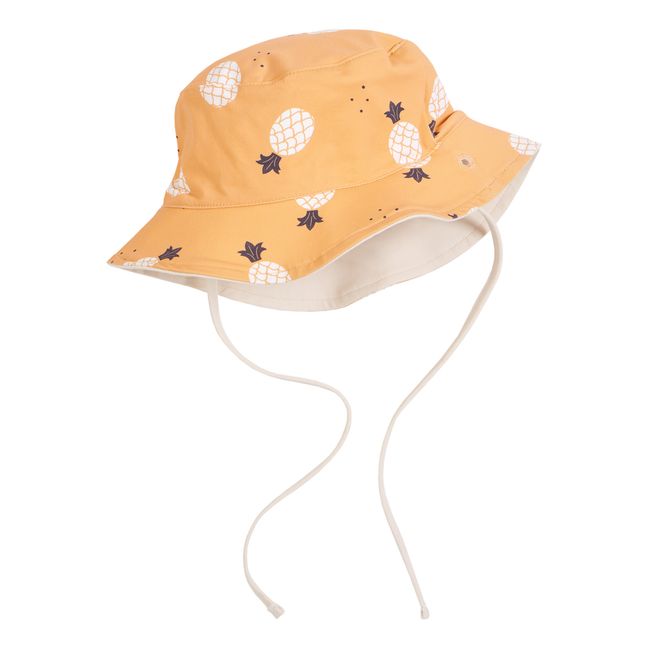Gorro reversible de nylon reciclado con estampado de piñas | Amarillo