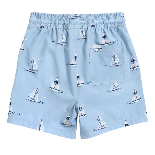 Bañador de poliéster reciclado con estampado de barcos | Azul