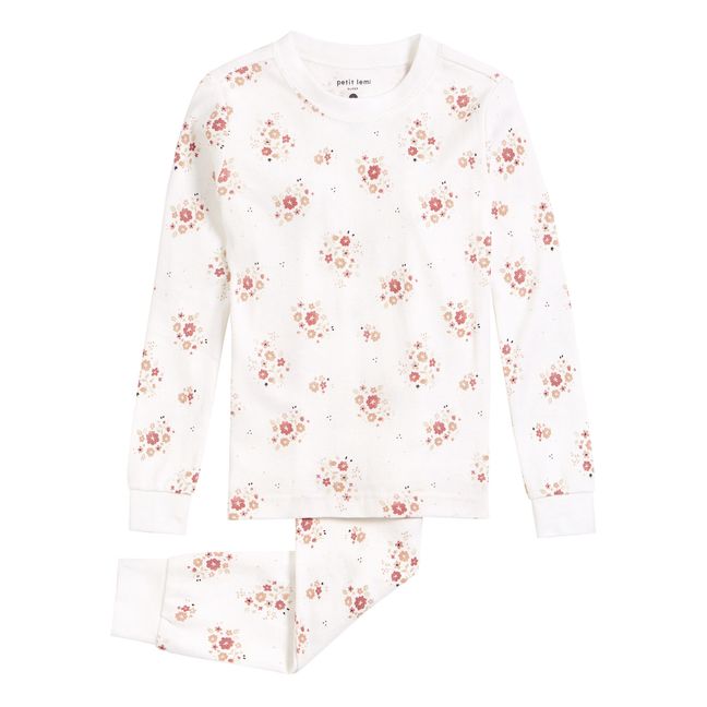 Pijama de algodón orgánico con estampado de flores | Crudo