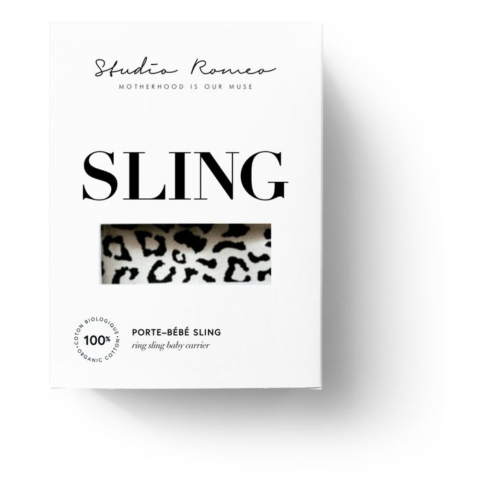 Leopard Print Organic Cotton Baby Sling | Blanco- Imagen del producto n°1