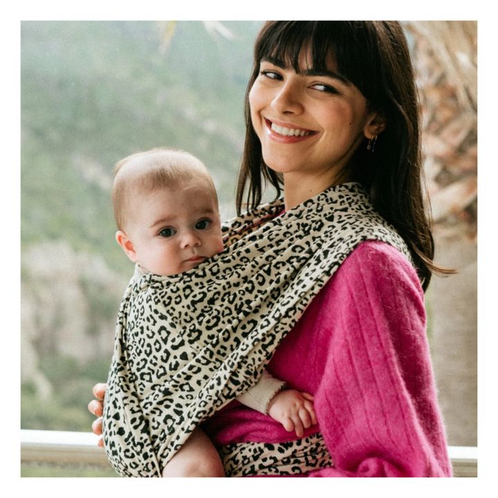 Leopard Print Organic Cotton Baby Carrier | Blanco- Imagen del producto n°4