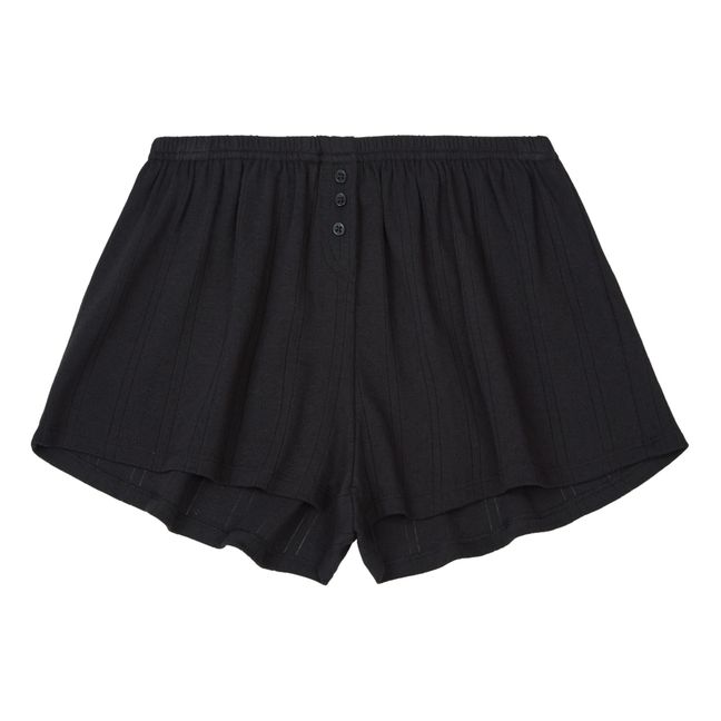 Pantalones cortos de pointelle de algodón orgánico | Negro