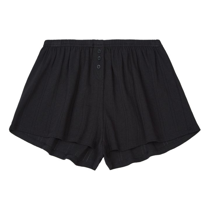 Pantalones cortos de pointelle de algodón orgánico | Negro- Imagen del producto n°0