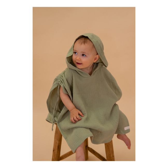 Poncho Gaze aus Baumwolle Lepos | Salbei