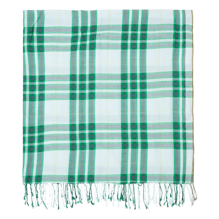 Sedra Checked Wool and Cotton Scarf - Women's Collection | Verde- Immagine del prodotto n°0