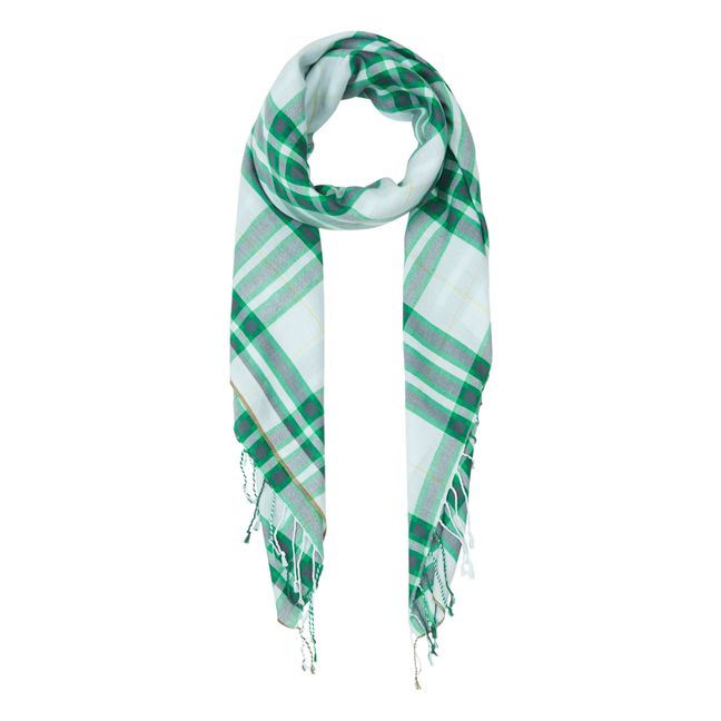 Echarpe Sedra Carreaux Laine et Coton - Collection Femme | Vert