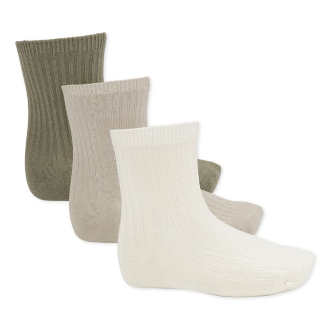 Ribbed Socks - Set of 3 | Green